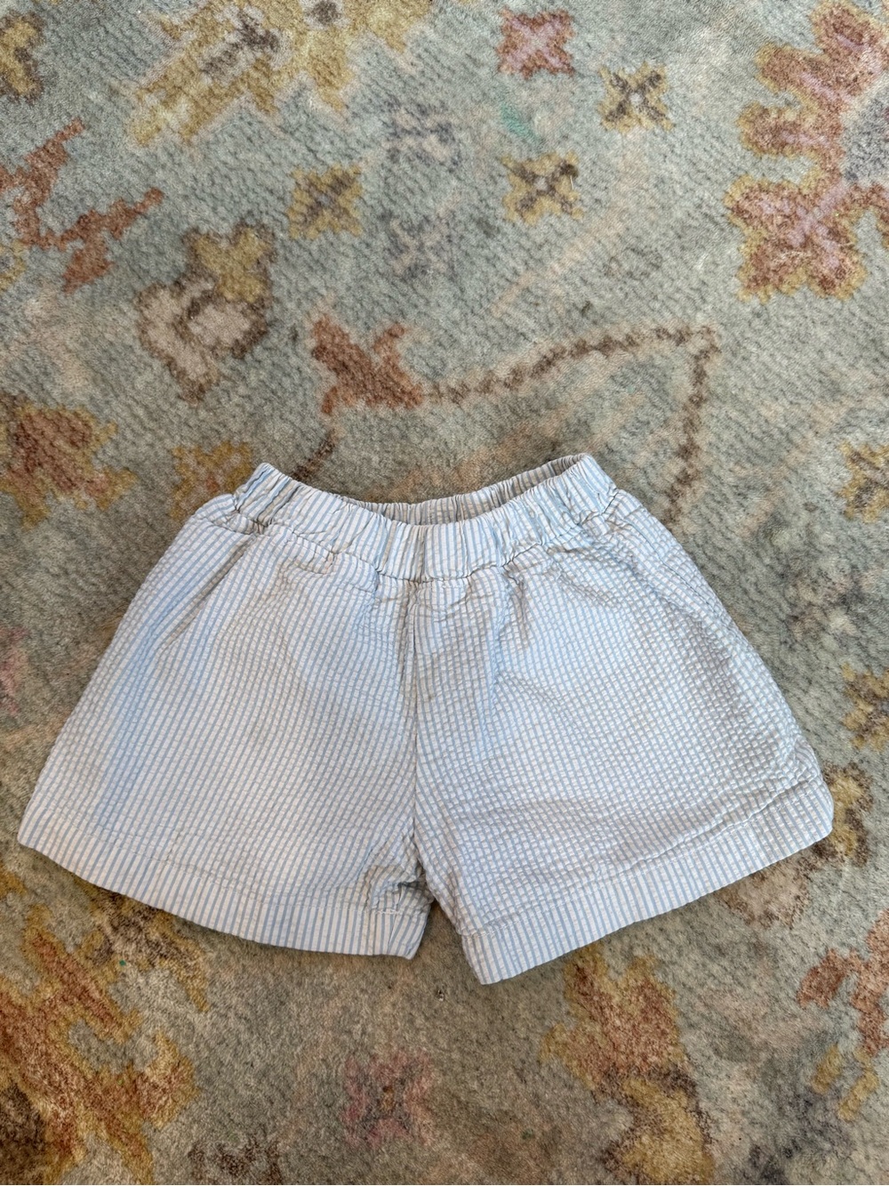 The Beaufort Bonnet Company Light Blue and White Seersucker Shorts